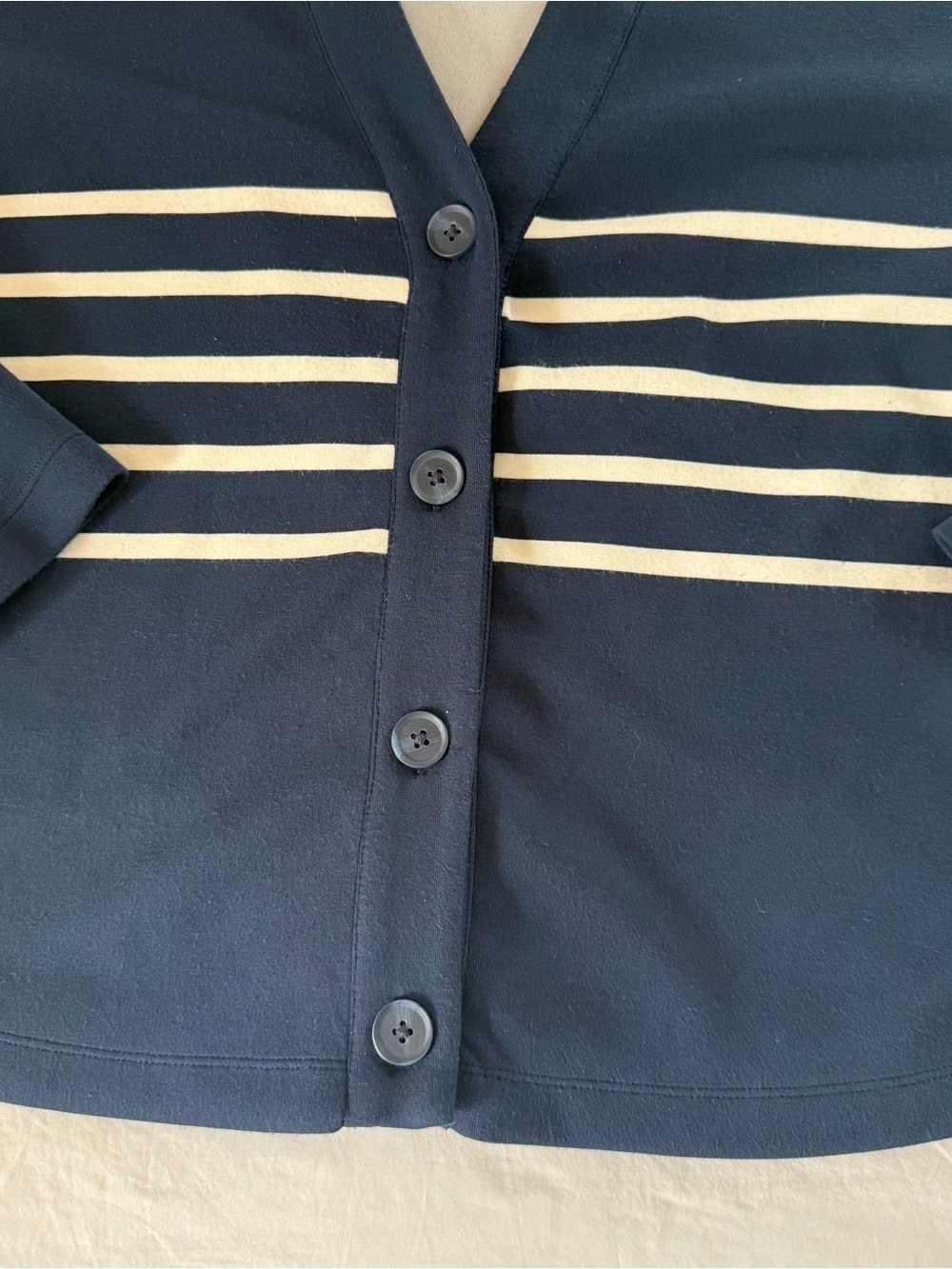 Spanx Air Essentials Blue White Striped Cardigan Size Medium - Picture 4 of 7